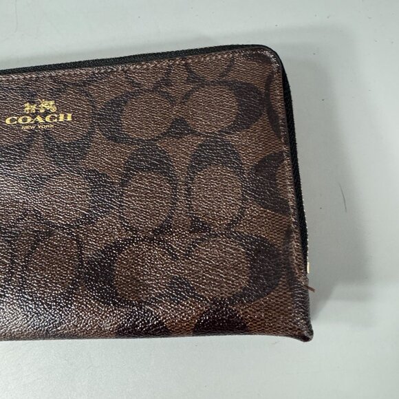 Coach C53563 Brown Leather CC Signature Double Zippered Wallet/Wristlet - Picture 3 of 12